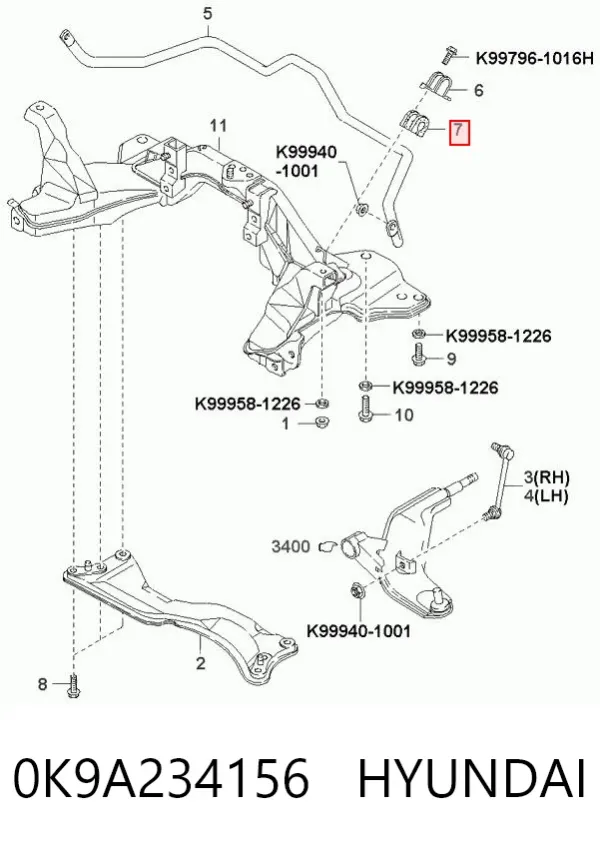 Tuleja stabilizatora przedniego KIA Clarus K9A