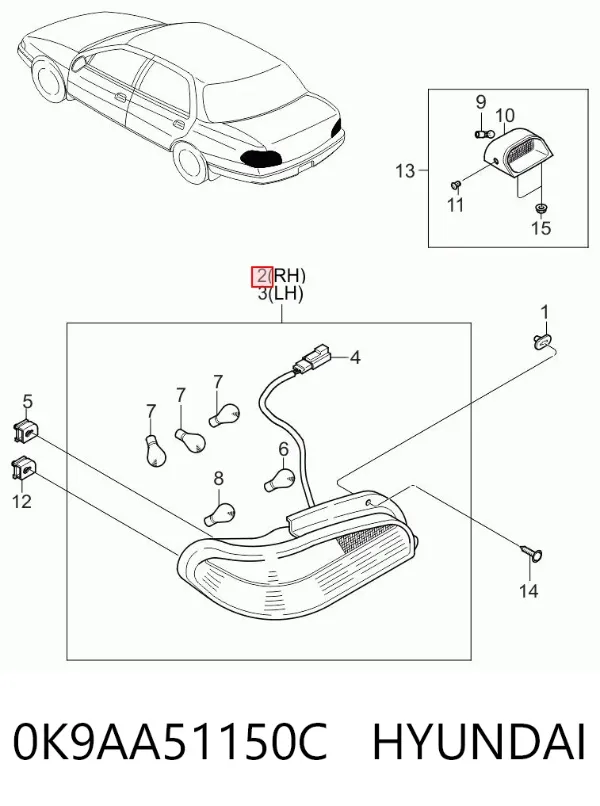 Lampa zespolona tylna prawa KIA Clarus K9A