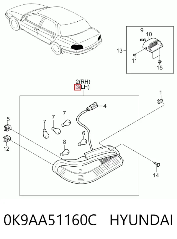 Lampa zespolona tylna lewa KIA Clarus K9A