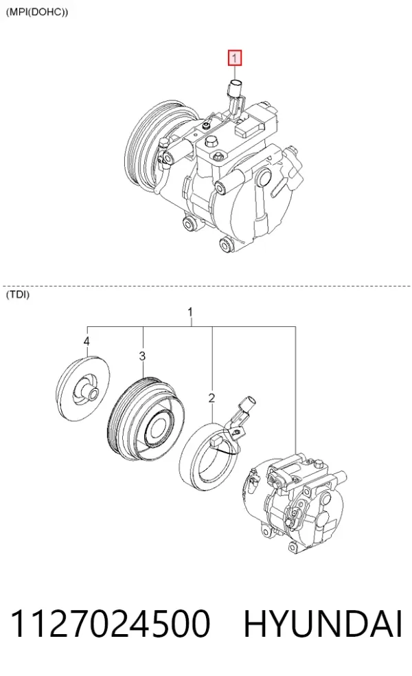 Sprężarka klimatyzacji 1127024500 Hyundai/Kia
