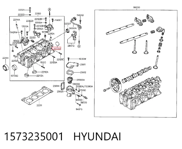 Zaślepka głowicy cylindrów/bloku cylindrów 1573235001 Hyundai/Kia