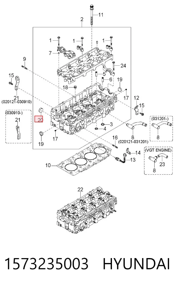 Zaślepka głowicy cylindrów/bloku cylindrów 1573235003 Hyundai/Kia