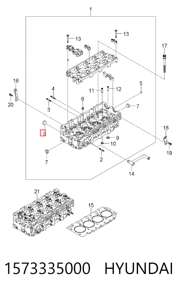Zaślepka głowicy cylindrów/bloku cylindrów 1573335000 Hyundai/Kia