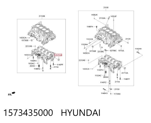 Zaślepka głowicy cylindrów/bloku cylindrów 1573435000 Hyundai/Kia