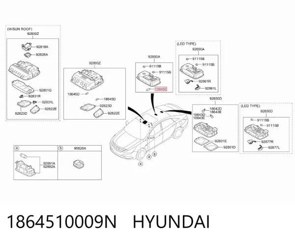 Lampa oświetlenia tylnej tablicy rejestracyjnej 1864510009N Hyundai/Kia