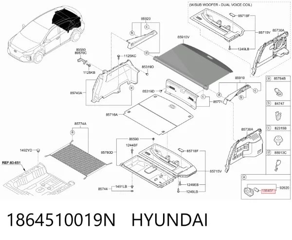 Lampa oświetlenia tylnej tablicy rejestracyjnej 1864510019N Hyundai/Kia