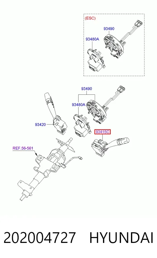 Przełącznik zespolony lewy 202004727 Hyundai/Kia