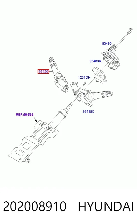 Przełącznik zespolony prawy 202008910 Hyundai/Kia