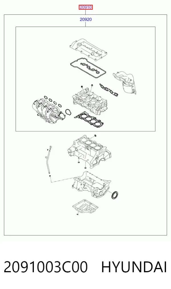 Zestaw uszczelek silnika pełny 2091003C00 Hyundai/Kia