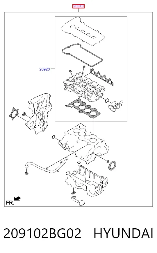 Zestaw uszczelek silnika pełny 209102BG02 Hyundai/Kia
