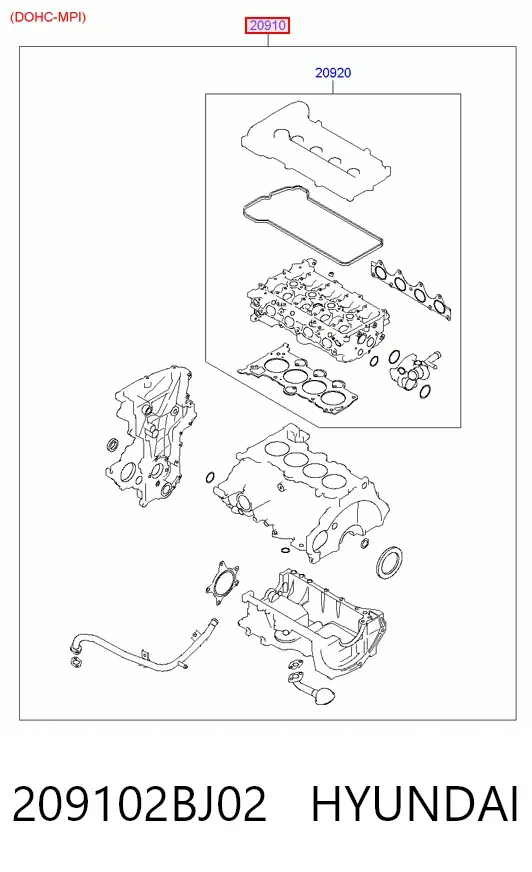 Zestaw uszczelek silnika pełny 209102BJ02 Hyundai/Kia