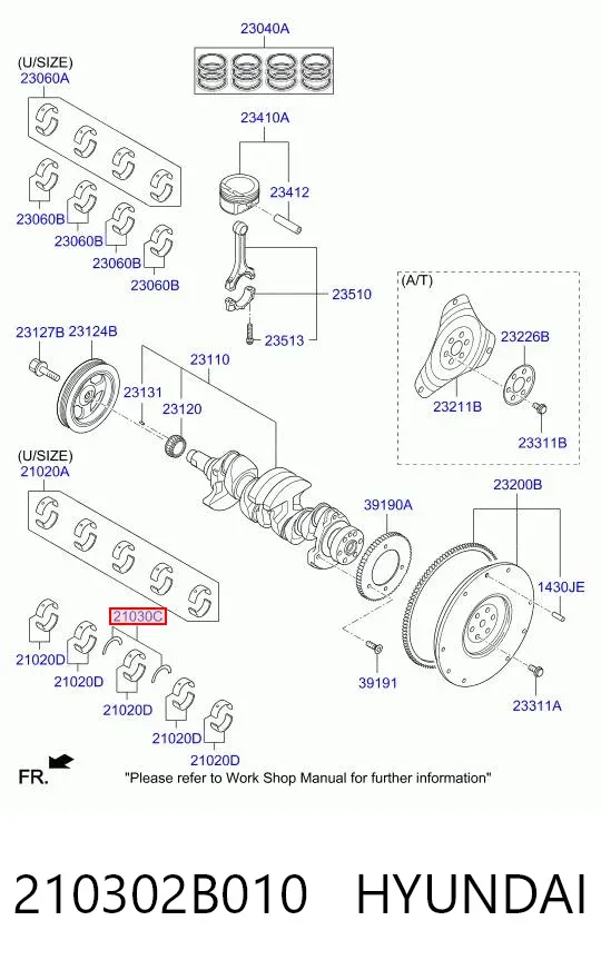 Półpierścień oporowy wału korbowego 210302B010 Hyundai/Kia