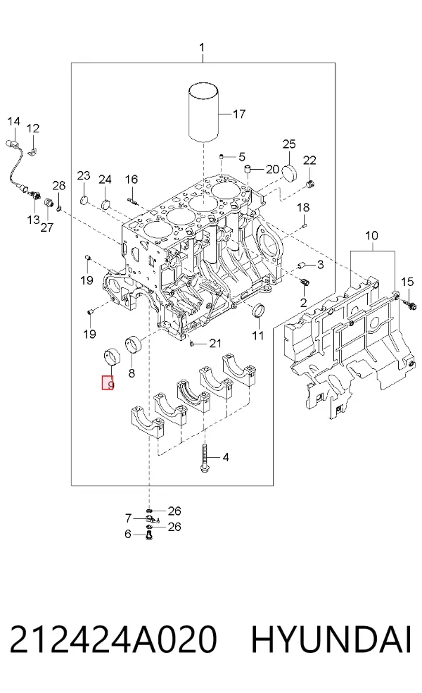 Panewka wałka wyrównoważającego 212424A020 Hyundai/Kia
