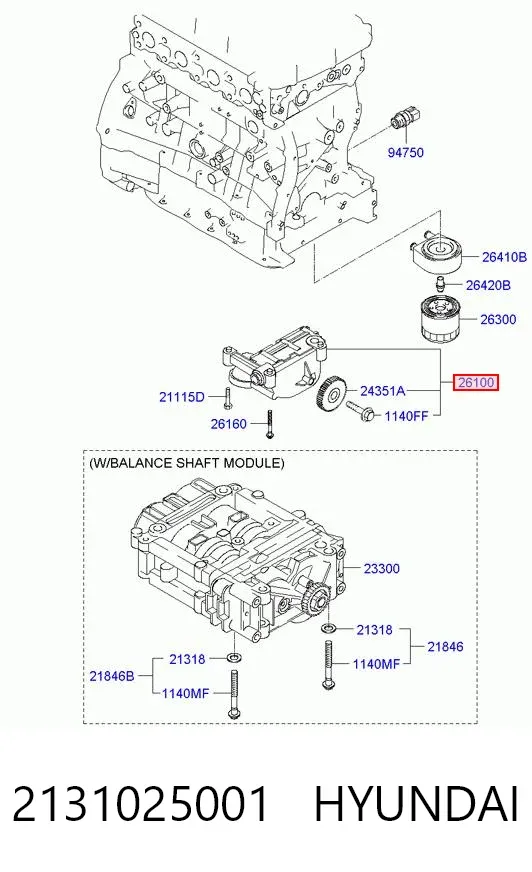 Pompa oleju 2131025001 Hyundai/Kia