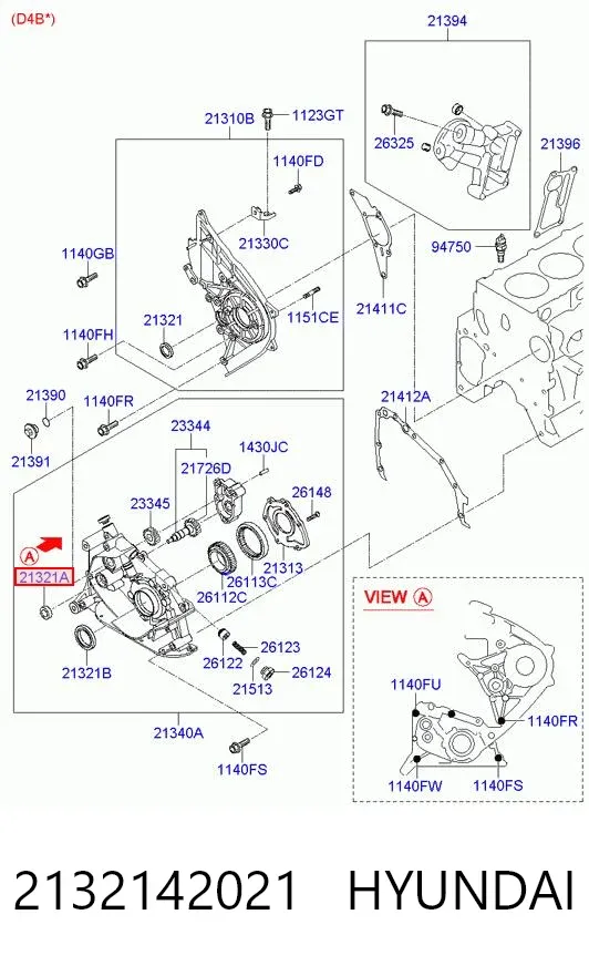 Uszczelniacz pośredniego (wyrównoważającego) wału silnika 2132142021 Hyundai/Kia