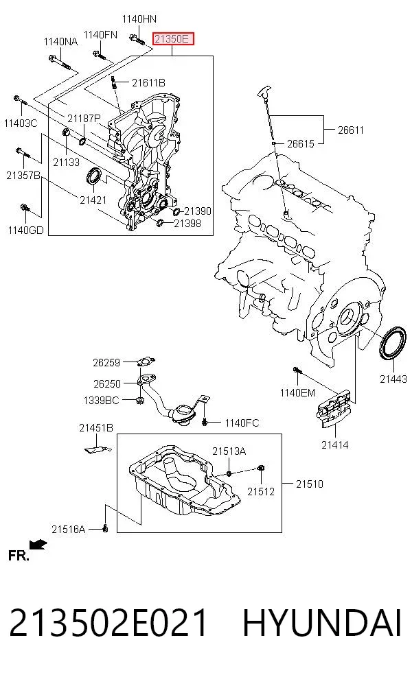 Osłona paska rozrządu dolna 213502E021 Hyundai/Kia