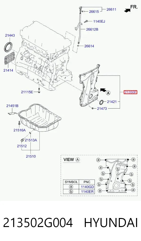 Pokrywa silnika przednia 213502G004 Hyundai/Kia
