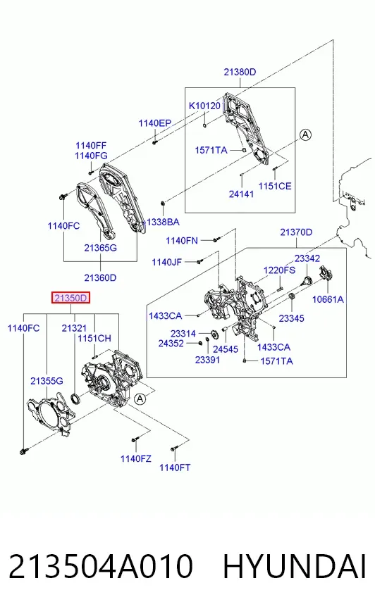 Pokrywa silnika przednia 213504A010 Hyundai/Kia