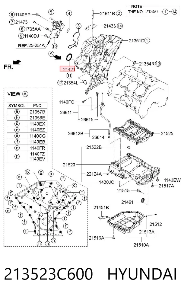 Uszczelniacz wału korbowego przedni 213523C600 Hyundai/Kia