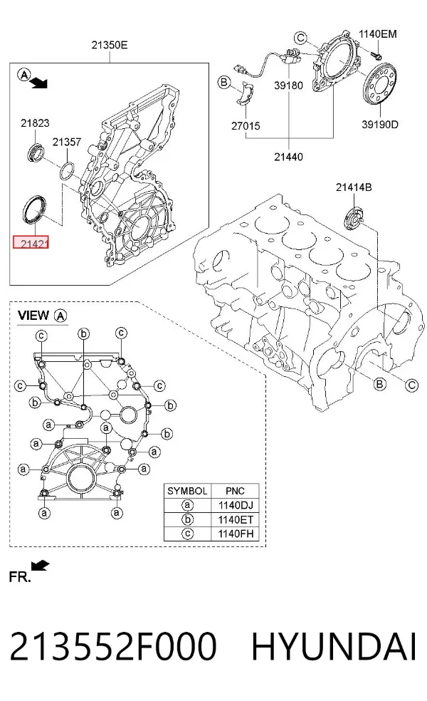 Uszczelniacz wału korbowego przedni 213552F000 Hyundai/Kia