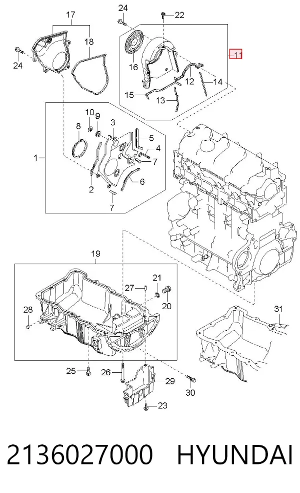 Osłona paska rozrządu górna 2136027000 Hyundai/Kia