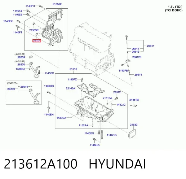 Uszczelniacz wału korbowego przedni 213612A100 Hyundai/Kia