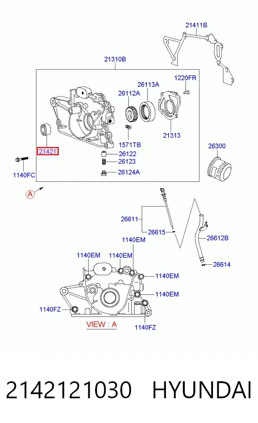 Uszczelniacz wału korbowego przedni 2142121030 Hyundai/Kia
