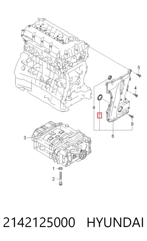 Uszczelniacz wału korbowego przedni 2142125000 Hyundai/Kia