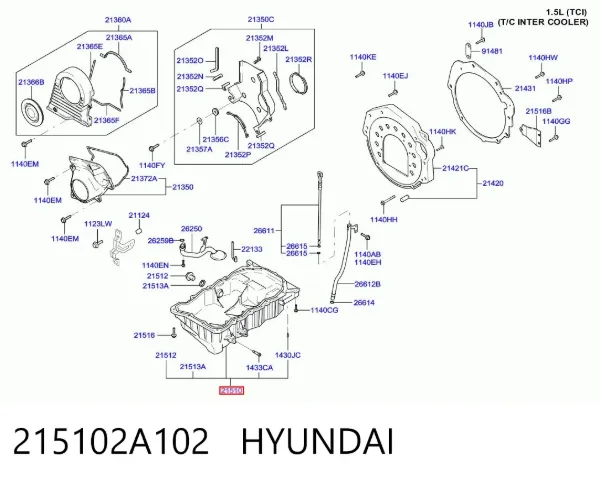 Miska olejowa silnika 215102A102 Hyundai/Kia