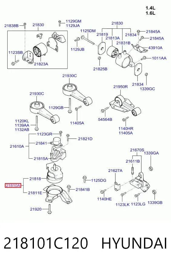 Poduszka (podpora) silnika prawa 218101C120 Hyundai/Kia