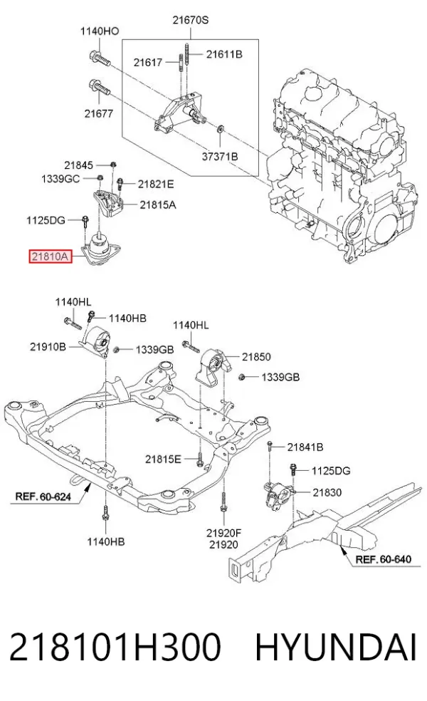 Poduszka (podpora) silnika prawa 218101H300 Hyundai/Kia