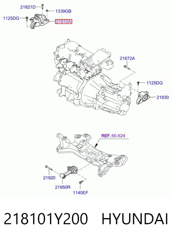 Poduszka (podpora) silnika prawa 218101Y200 Hyundai/Kia