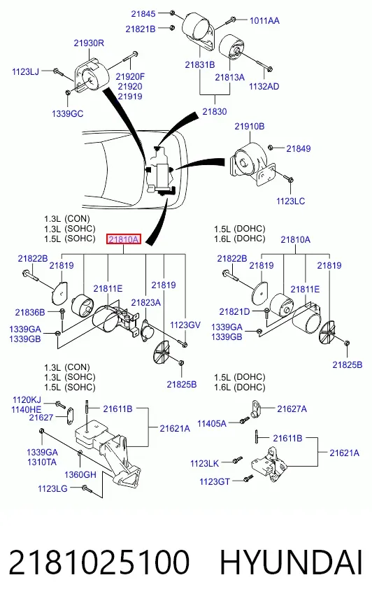 Poduszka (podpora) silnika prawa 2181025100 Hyundai/Kia