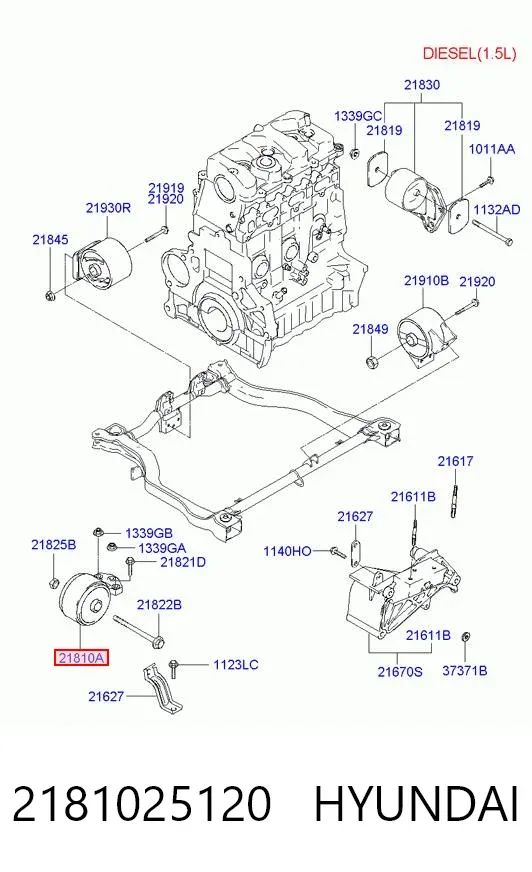 Poduszka (podpora) silnika prawa 2181025120 Hyundai/Kia
