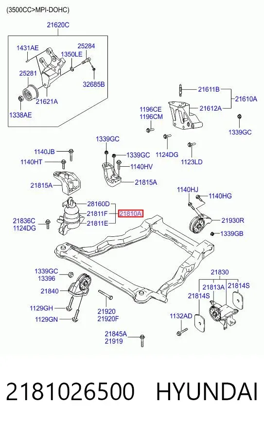 Poduszka (podpora) silnika prawa 2181026500 Hyundai/Kia