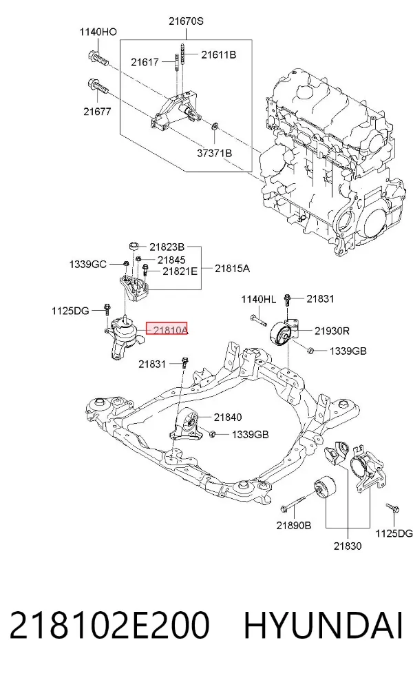 Poduszka (podpora) silnika prawa 218102E200 Hyundai/Kia