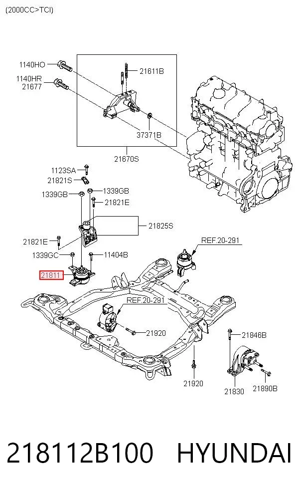 Poduszka (podpora) silnika prawa 218112B100 Hyundai/Kia