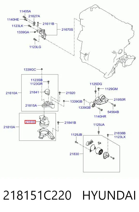 Poduszka (podpora) silnika prawa (silentblock) 218151C220 Hyundai/Kia