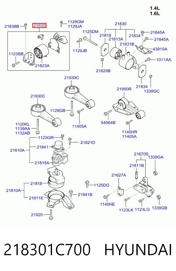 Poduszka (podpora) silnika lewa 218301C700 Hyundai/Kia