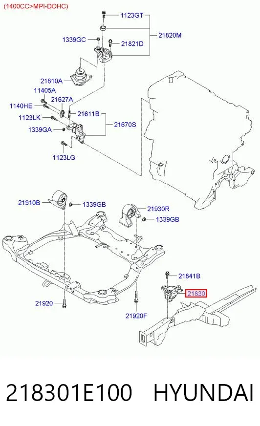Poduszka (podpora) silnika lewa 218301E100 Hyundai/Kia