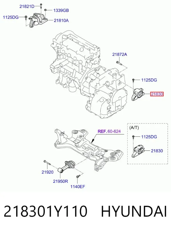 Poduszka (podpora) silnika lewa 218301Y110 Hyundai/Kia
