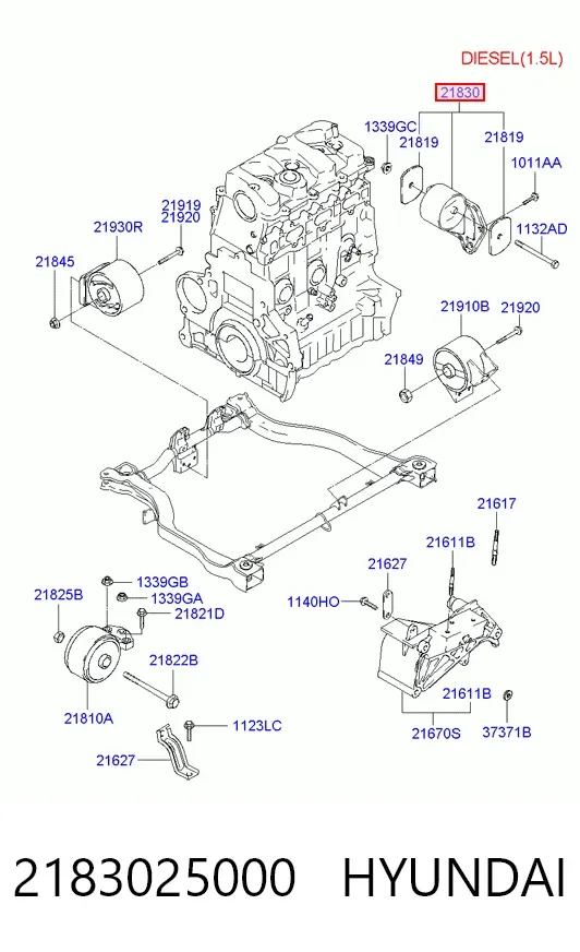 Poduszka (podpora) silnika lewa 2183025000 Hyundai/Kia