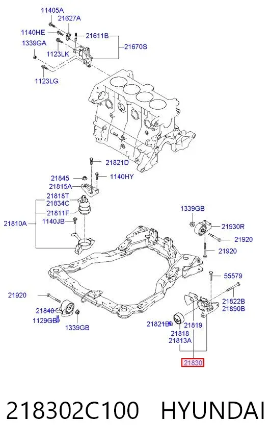Poduszka (podpora) silnika lewa 218302C100 Hyundai/Kia