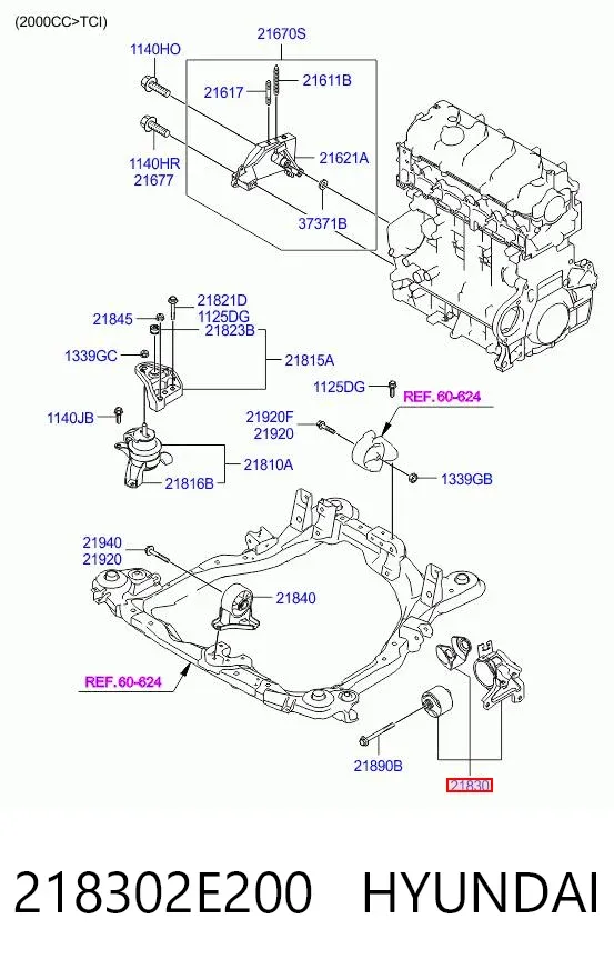 Poduszka (podpora) silnika lewa 218302E200 Hyundai/Kia