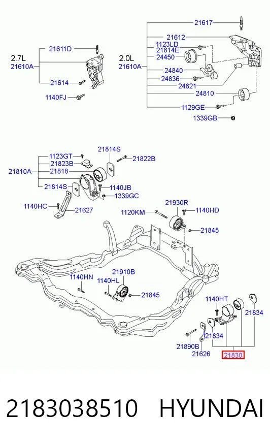 Poduszka (podpora) silnika lewa 2183038510 Hyundai/Kia