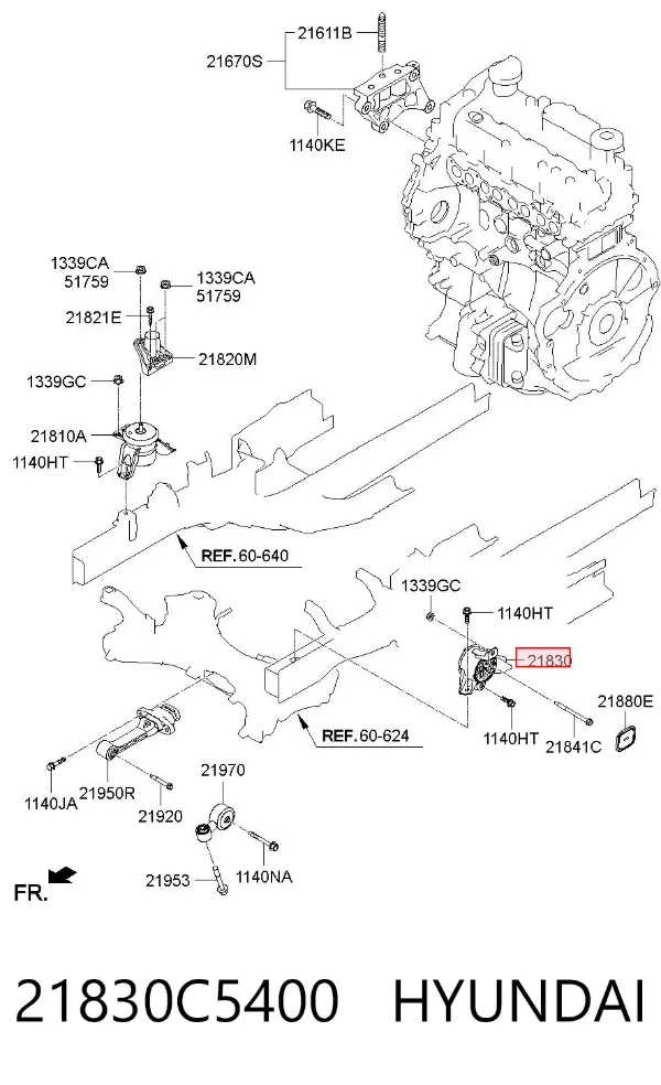 Poduszka (podpora) silnika lewa 21830C5400 Hyundai/Kia