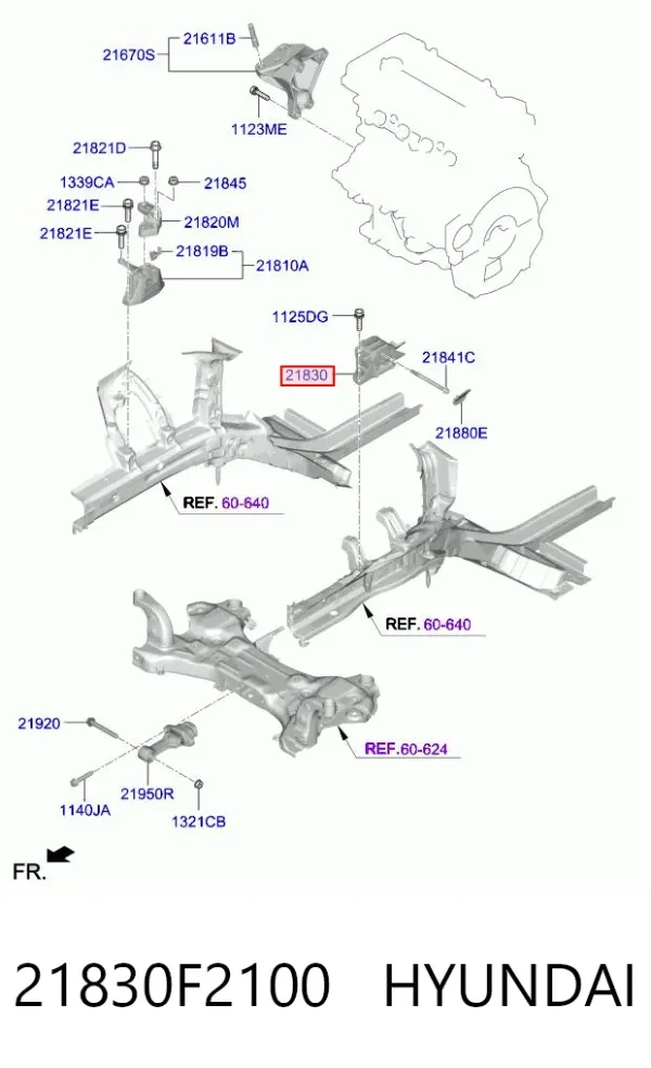 Poduszka (podpora) silnika lewa 21830F2100 Hyundai/Kia