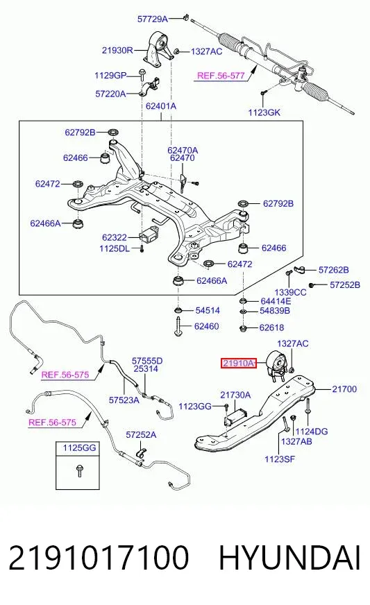 Poduszka (podpora) silnika przednia 2191017100 Hyundai/Kia