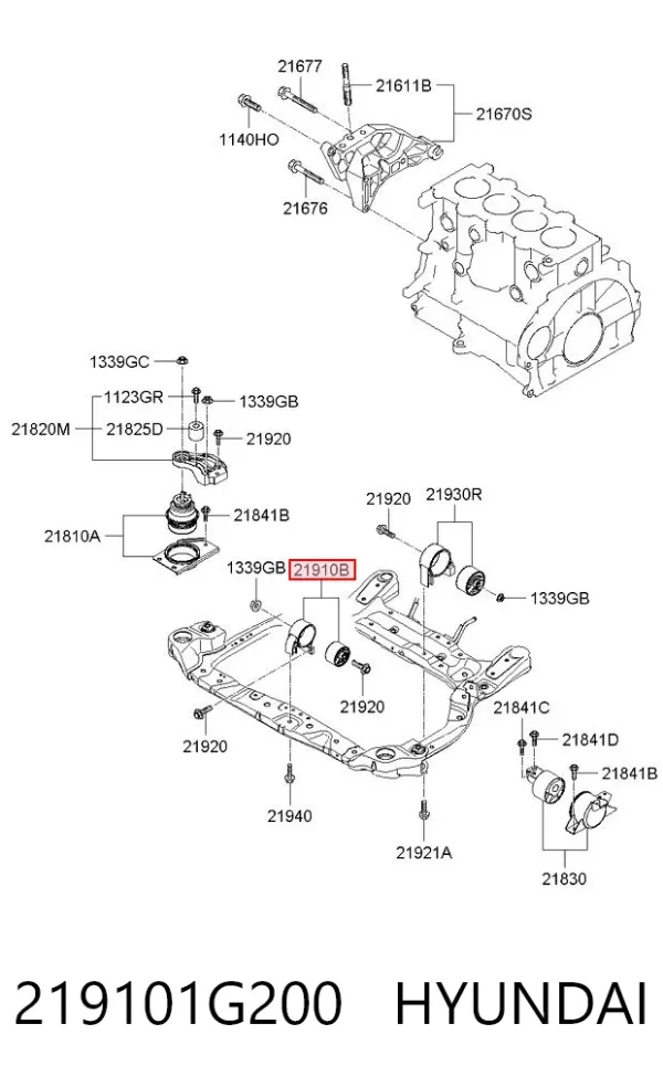 Poduszka (podpora) silnika lewa przednia 219101G200 Hyundai/Kia