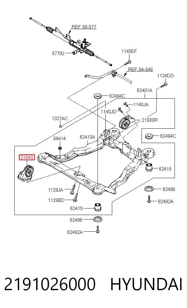 Poduszka (podpora) silnika przednia 2191026000 Hyundai/Kia